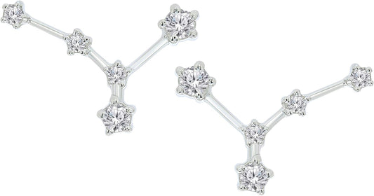 "Shimmering Starlight: 1/5 Carat Diamond Constellation Earrings in Sterling Silver"